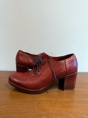Women's Red Leather Wedge Heels